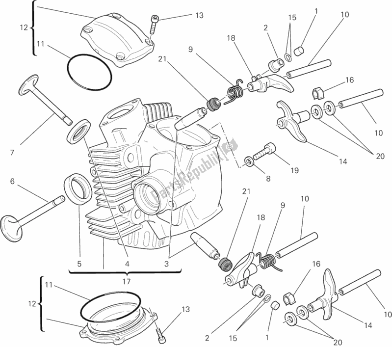 All parts for the Horizontal Cylinder Head of the Ducati Monster 796 ABS Anniversary 2013